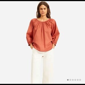 NWT Everlane Air Ruched Blouse Shirt in Red